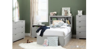 Nightstand with Drawers and Cord Catcher (Soft Gray) 10271